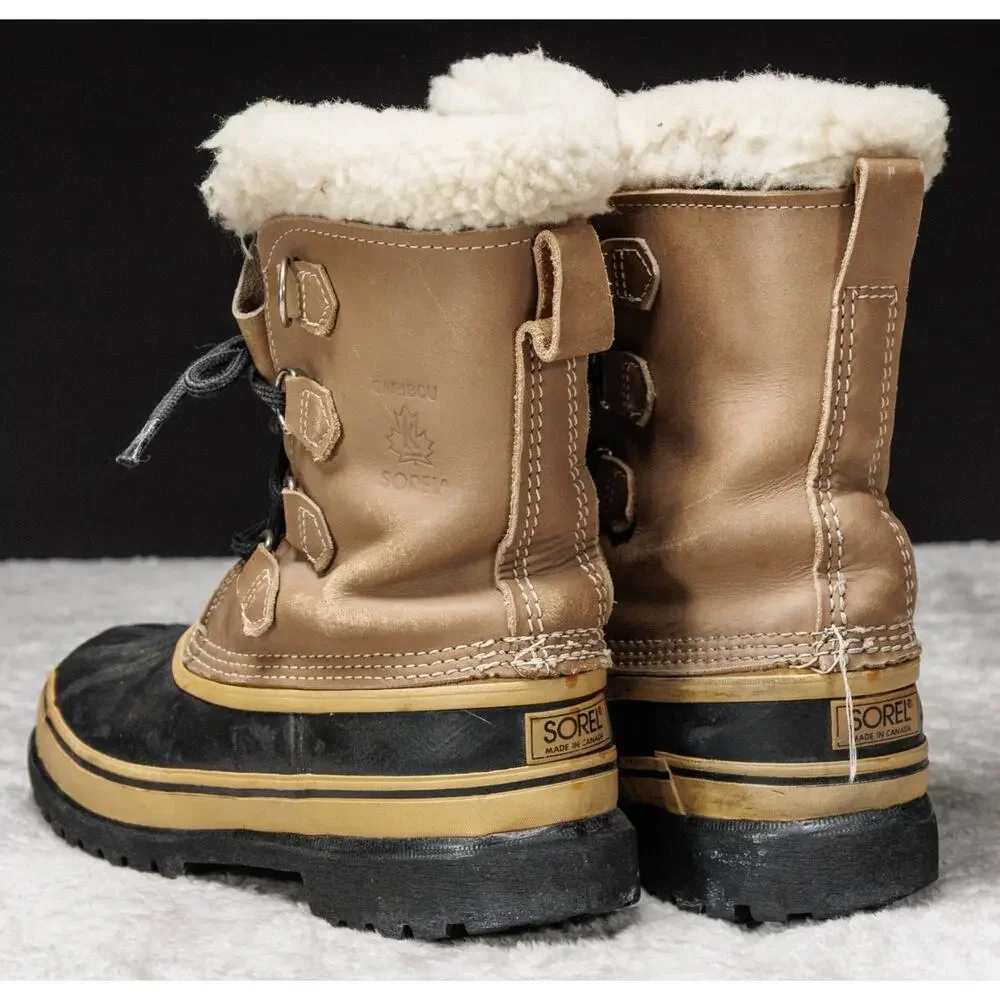 Sorel Vintage Kaufman Caribou Waterproof Winter Rubber Sherpa Boots Womens 7